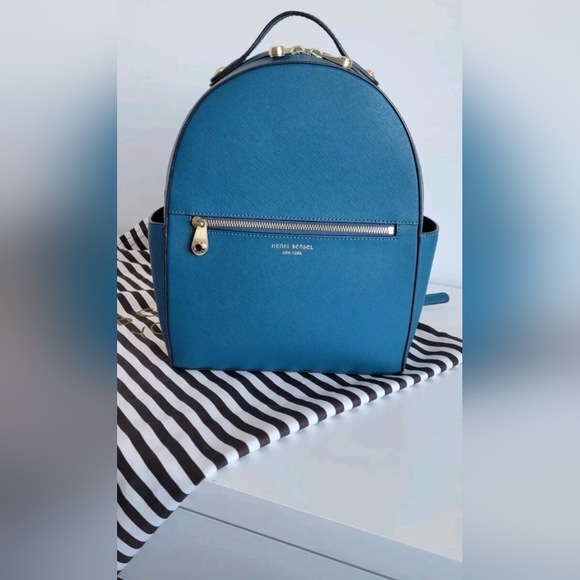 Henri Bendel New York Leather Backpack Blue Turquoise - Picture 7 of 16